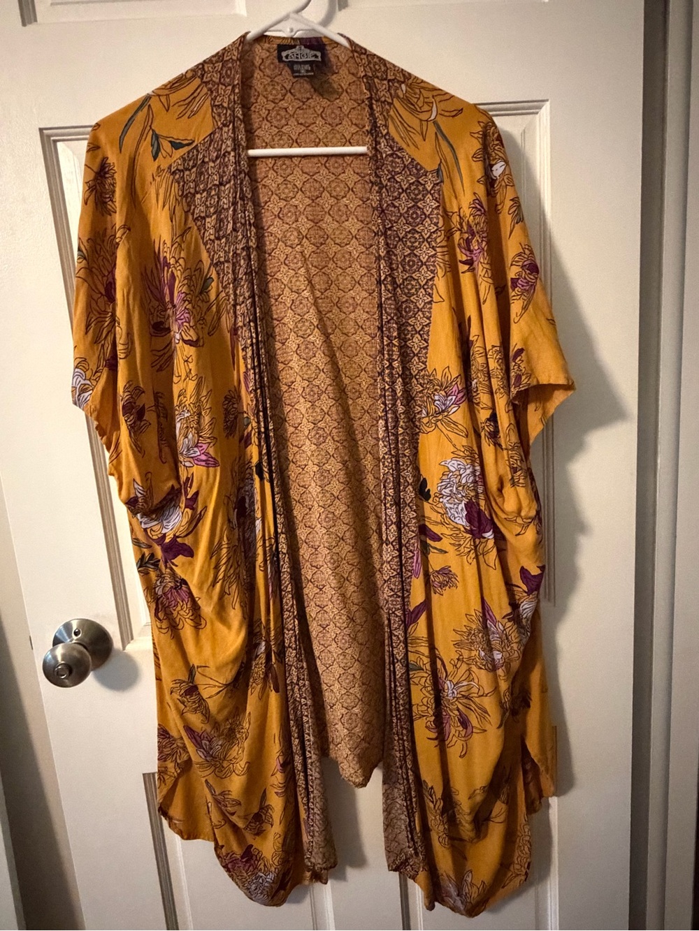 Angie Mustard Floral Print Open Cardigan